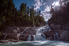 Myra Falls im Gegenlicht, Strathcona Provincial Park