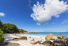 Granitfelsen am Anse Lazio, Praslin, Seychellen